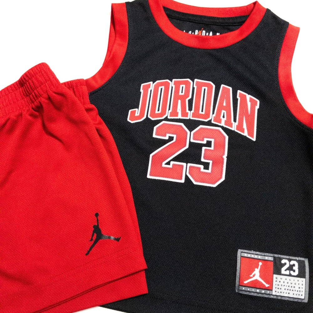 Jordan 23 Toddler Jersey Shorts Set Boys 3T Black Red Basketball 2 Pc Jumpman
